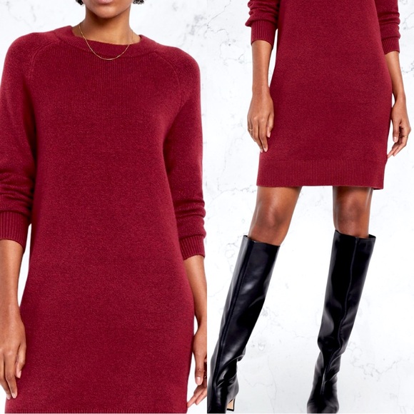 NWTS🌹GAP OLD NAVY SO SOFT LINE L🌹(CASHMERE LOOK FEEL)MERLOT SWEATER DRESS - Picture 1 of 13